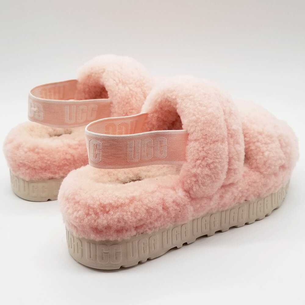 UGG Women's 9 Oh Fluffita Platform Slip On Sheepskin Sherpa Sandal in Pink $110 - Picture 8 of 16